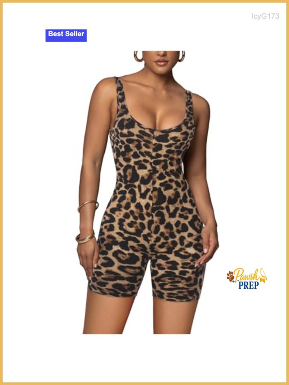 Women's One Piece Short Jumpsuit Romper Bodycon Sleeveless Leopard Print
